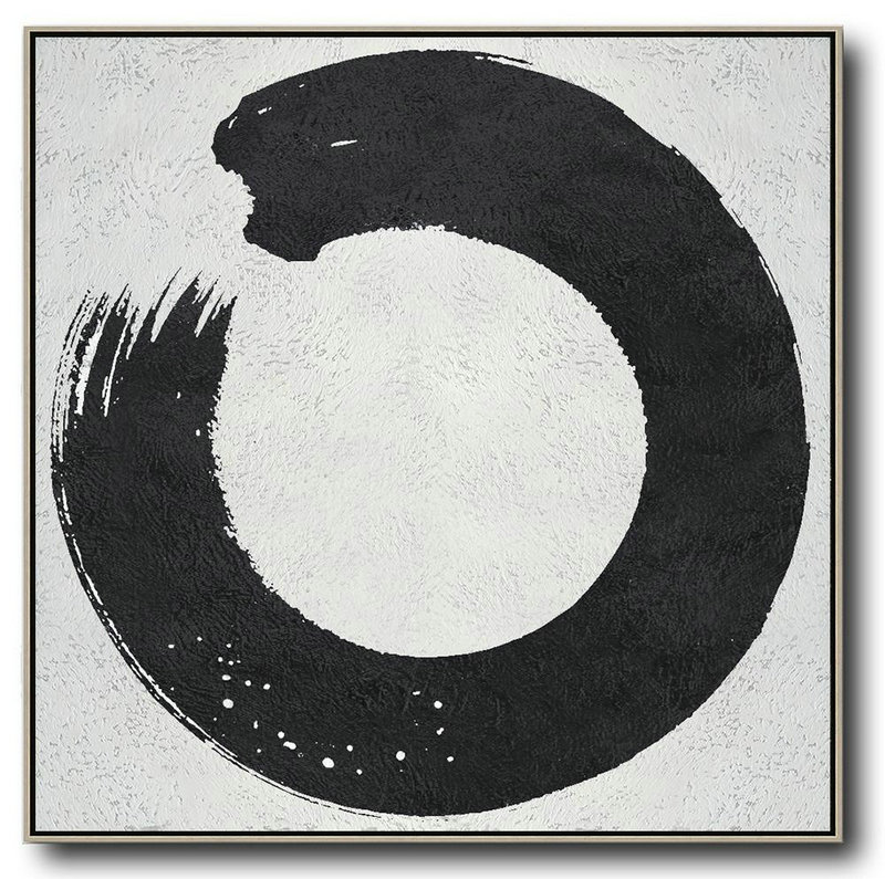 Extra Large Abstract Painting On Canvas,Oversized Minimal Black And White Painting - Modern Canvas Art